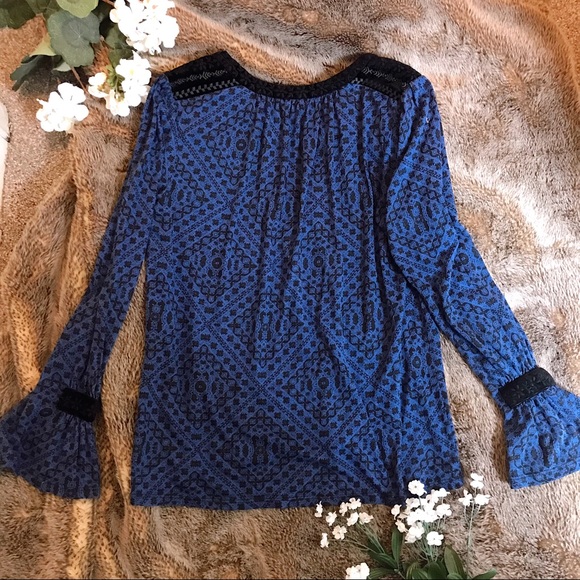 NWOT Lucky Brand blue black top - Picture 2 of 10